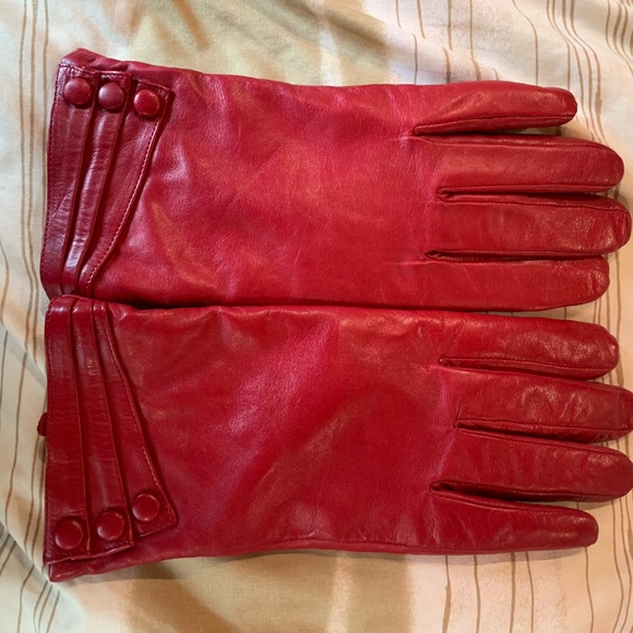 Burgundy women’s leather gloves - Picture 7 of 9
